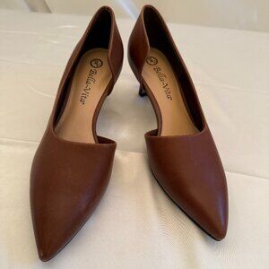 Bella Vita Quilla Kitten Heel Pumps in Camel Burnished Leather; Women's 7 WIDE